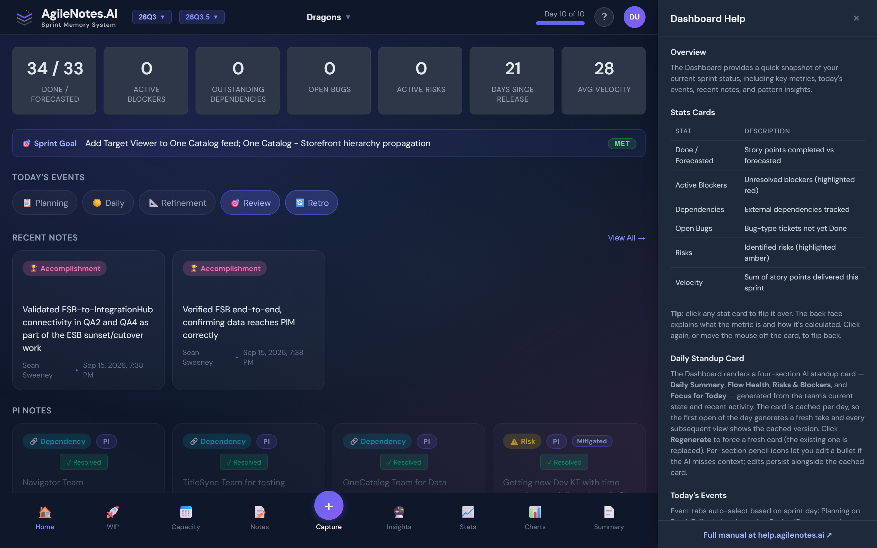 The in-app help panel