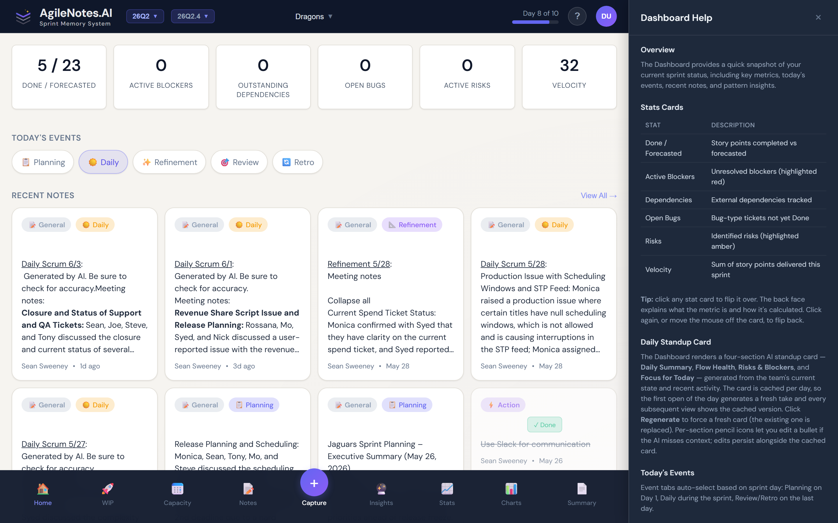 The in-app help panel