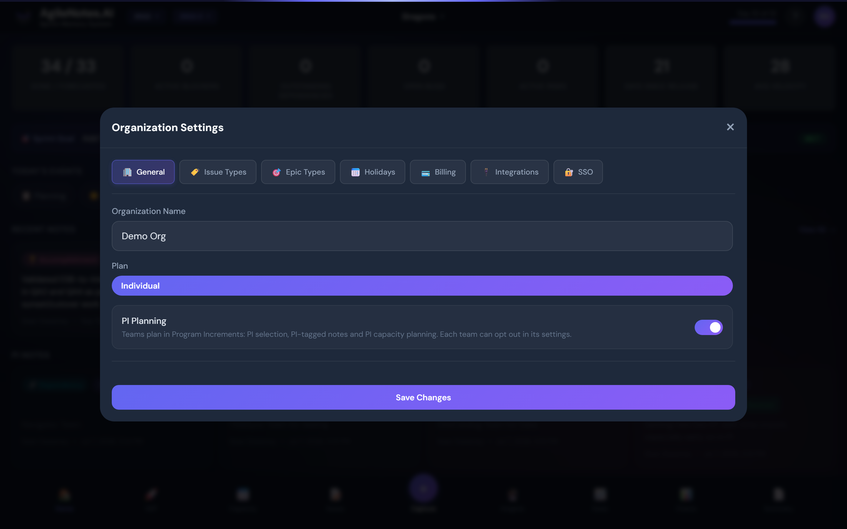 Organization settings