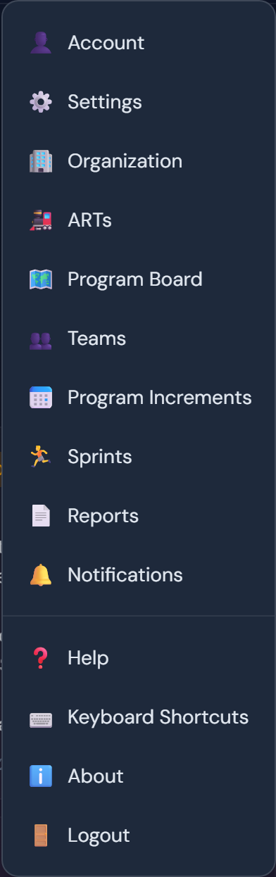 The account menu under your avatar