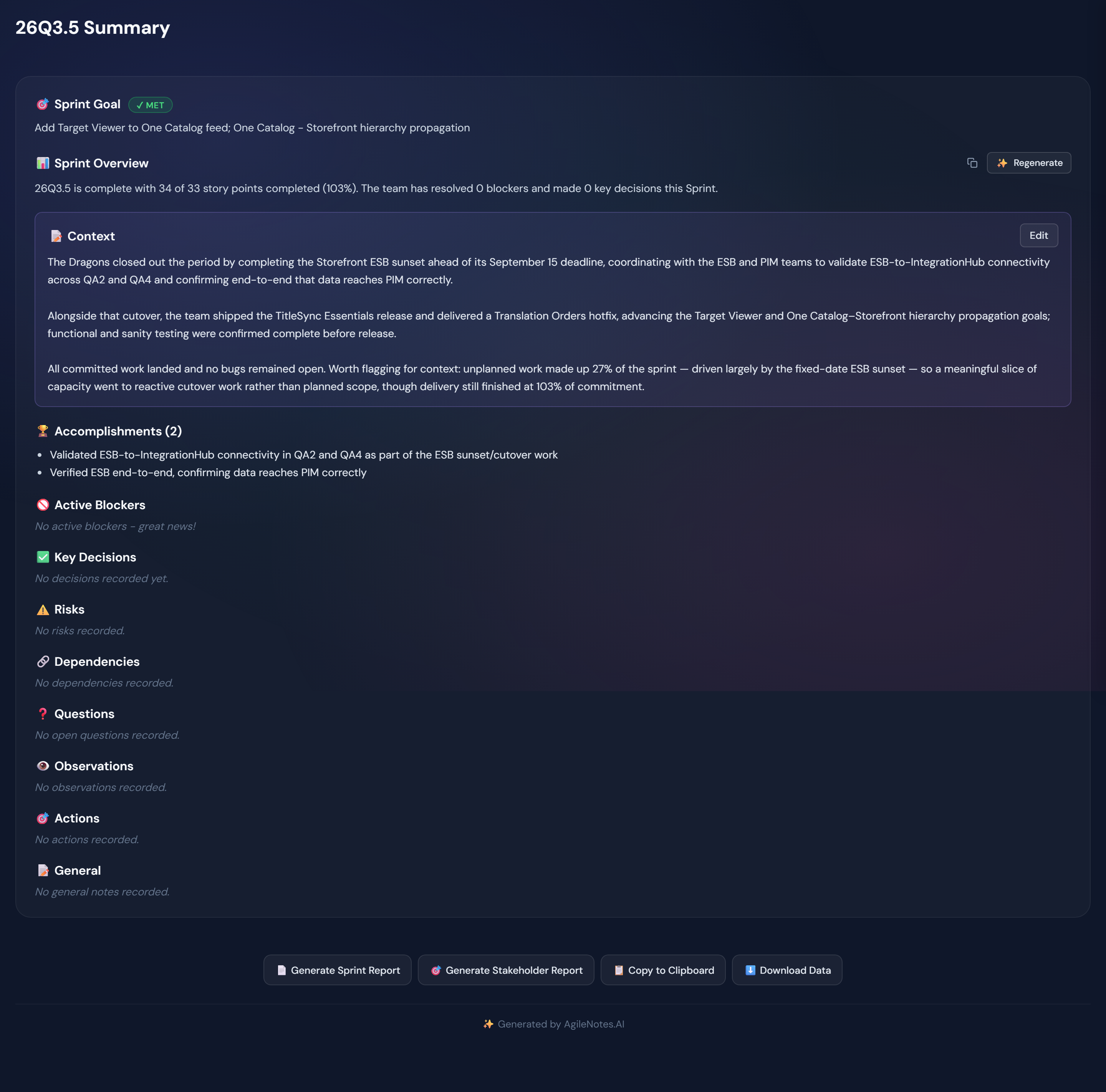 The Summary view