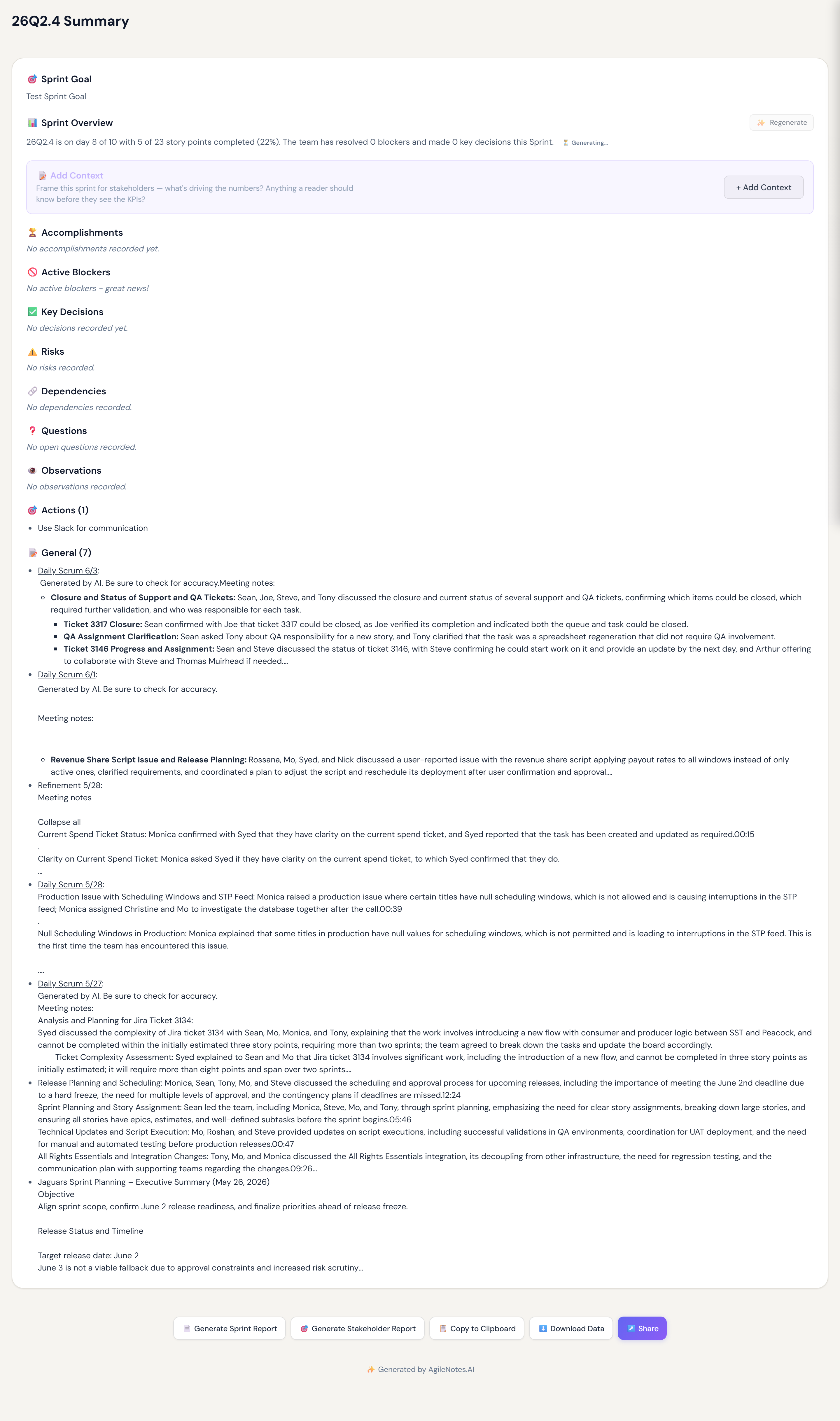 The Summary view
